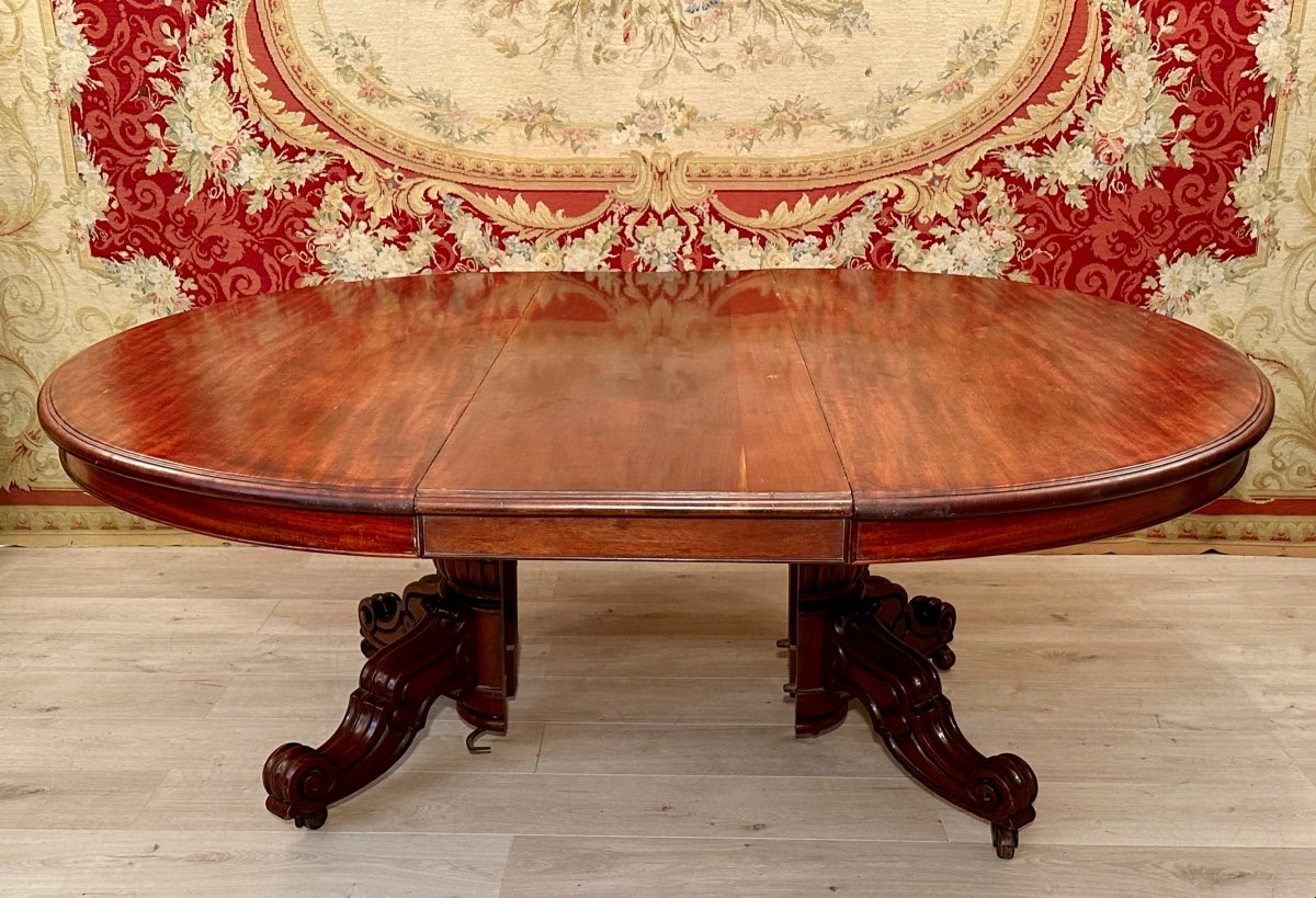 19th Century Mahogany Dining Room Pedestal Table Circa 1830 (4m)-photo-2