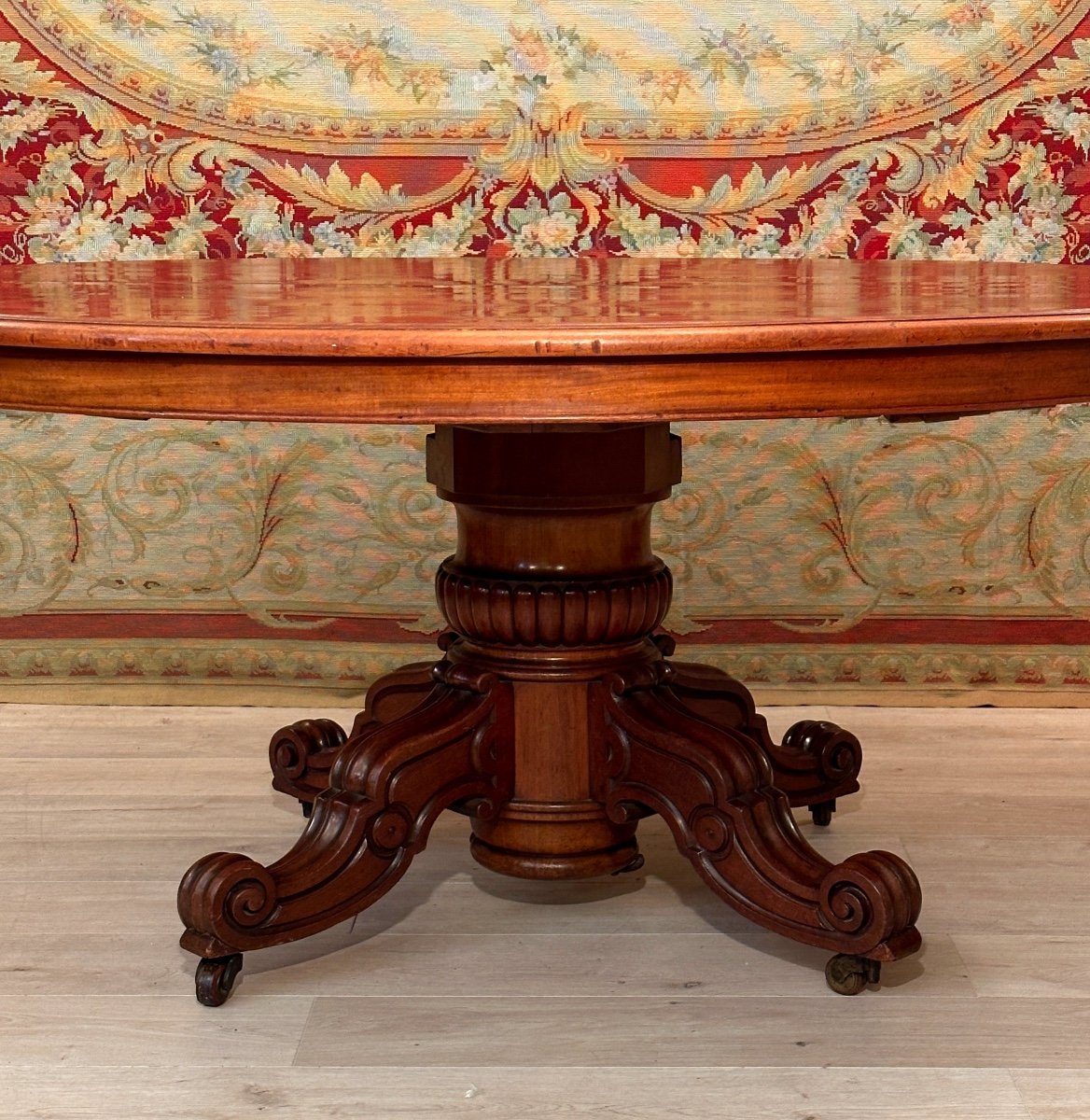 19th Century Mahogany Dining Room Pedestal Table Circa 1830 (4m)-photo-4