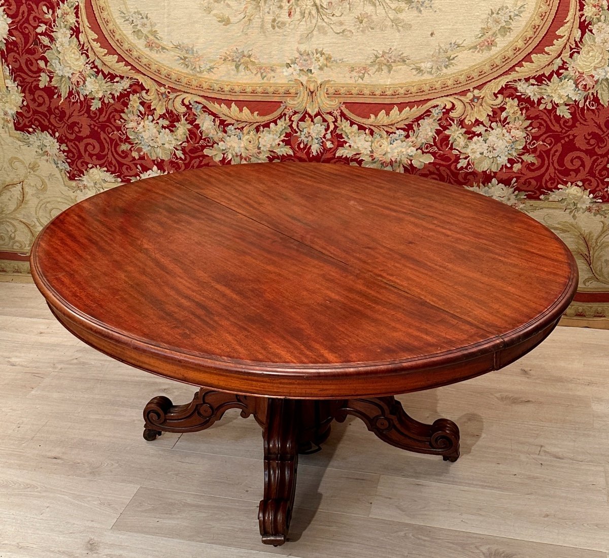 19th Century Mahogany Dining Room Pedestal Table Circa 1830 (4m)-photo-1