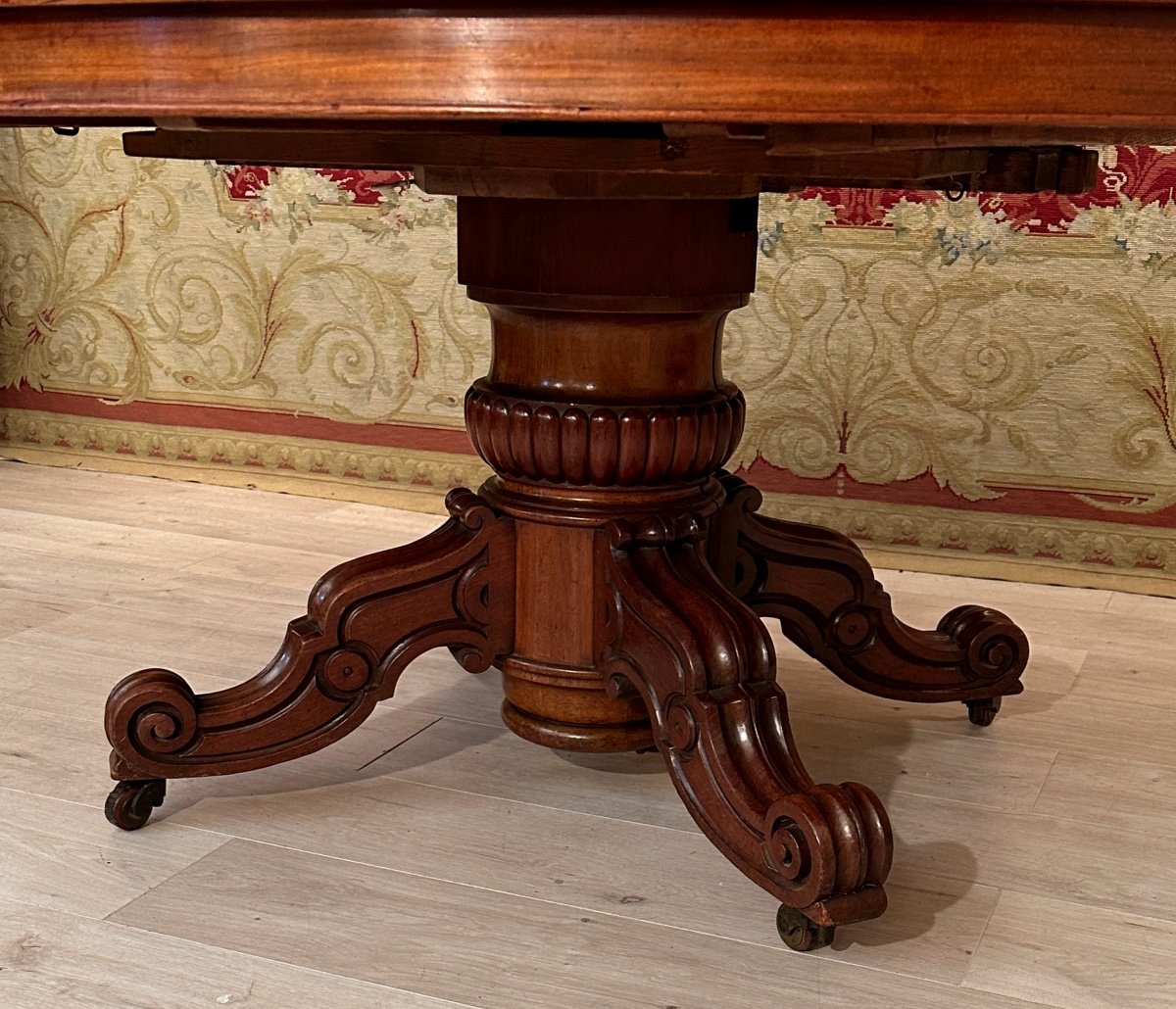 19th Century Mahogany Dining Room Pedestal Table Circa 1830 (4m)-photo-4