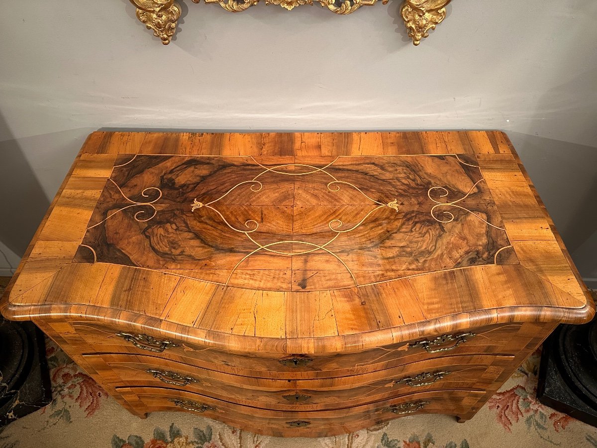 Thomas Hache, Curved Commode In Regency Marquetry Circa 1720-photo-4