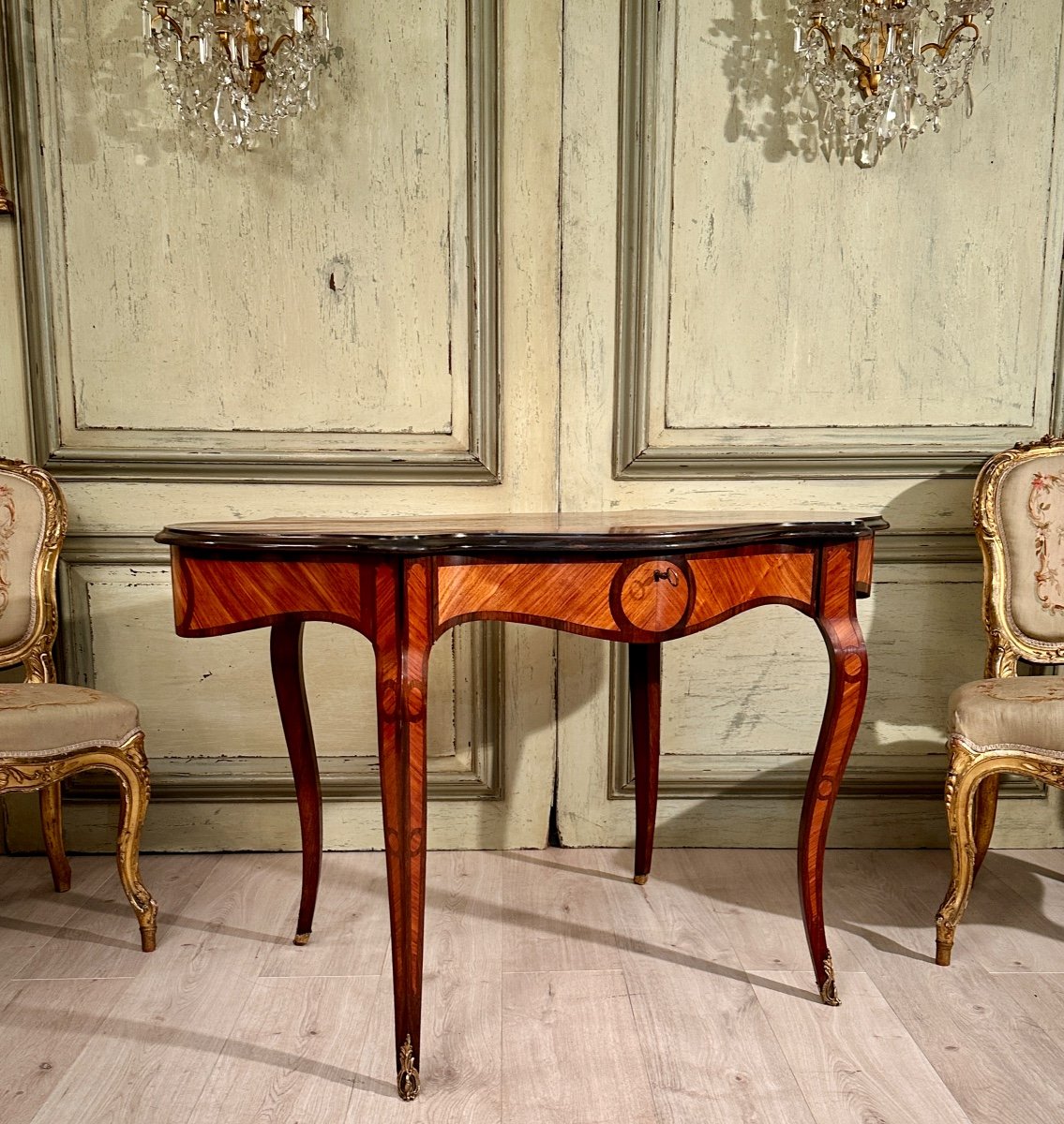 Small Desk In Marquetry From Napoleon III Period Circa 1870-photo-2