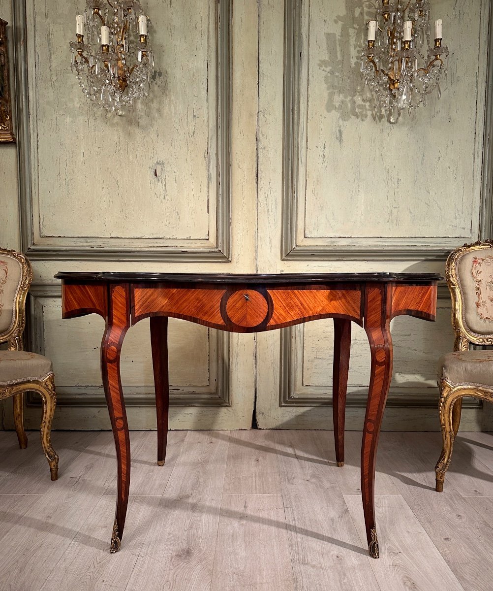 Small Desk In Marquetry From Napoleon III Period Circa 1870-photo-3