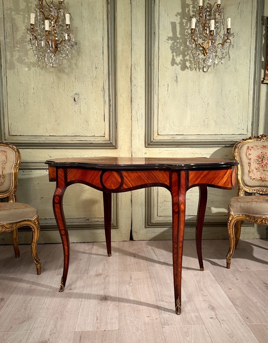 Small Desk In Marquetry From Napoleon III Period Circa 1870-photo-4