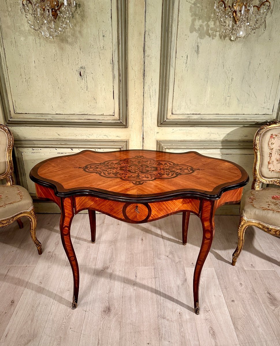 Small Desk In Marquetry From Napoleon III Period Circa 1870-photo-4