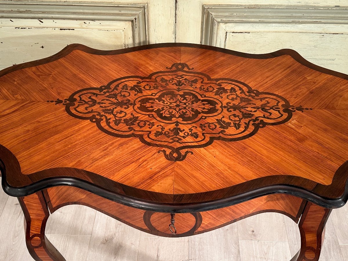 Small Desk In Marquetry From Napoleon III Period Circa 1870-photo-3