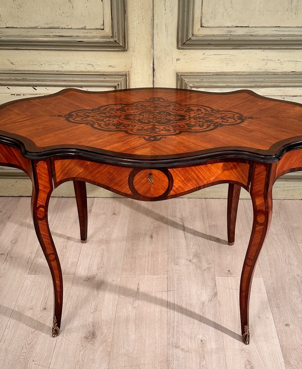 Small Desk In Marquetry From Napoleon III Period Circa 1870