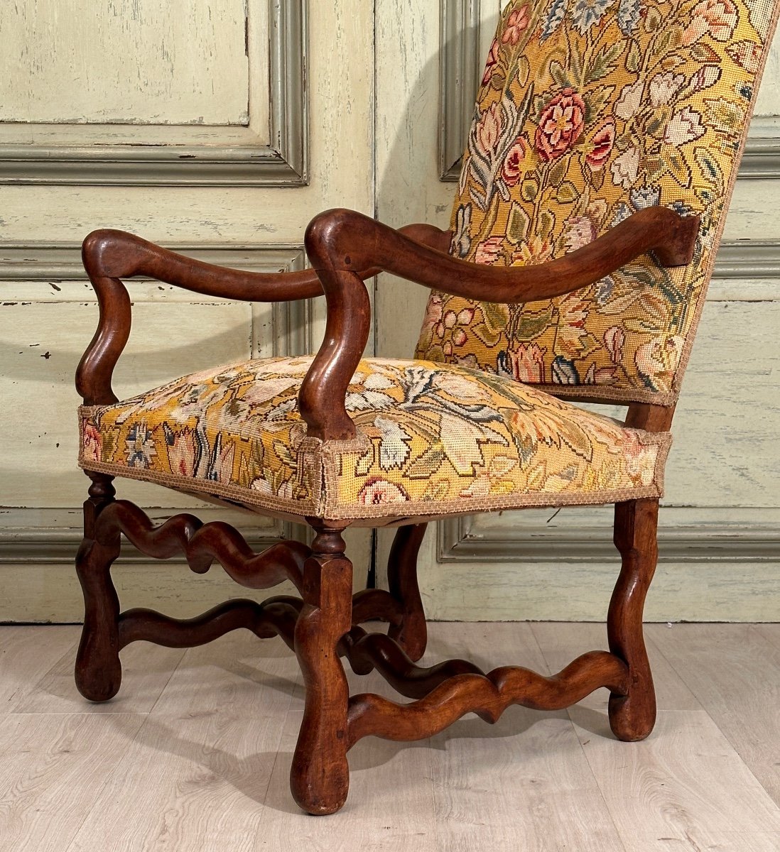 Louis XIV XVIIth Period Walnut Armchair-photo-4