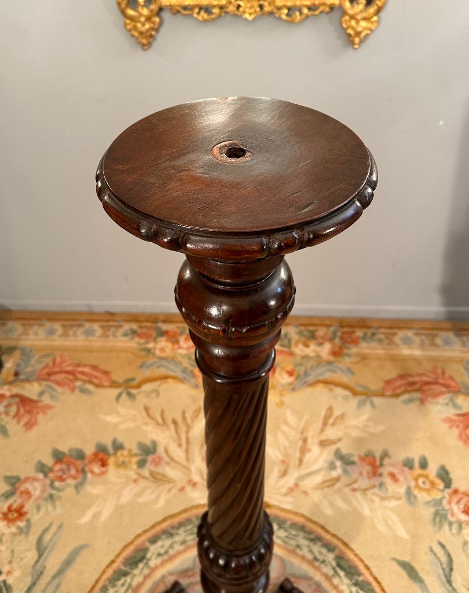 Pedestal Table Torchère Holder In Mahogany, 19th Century -photo-1