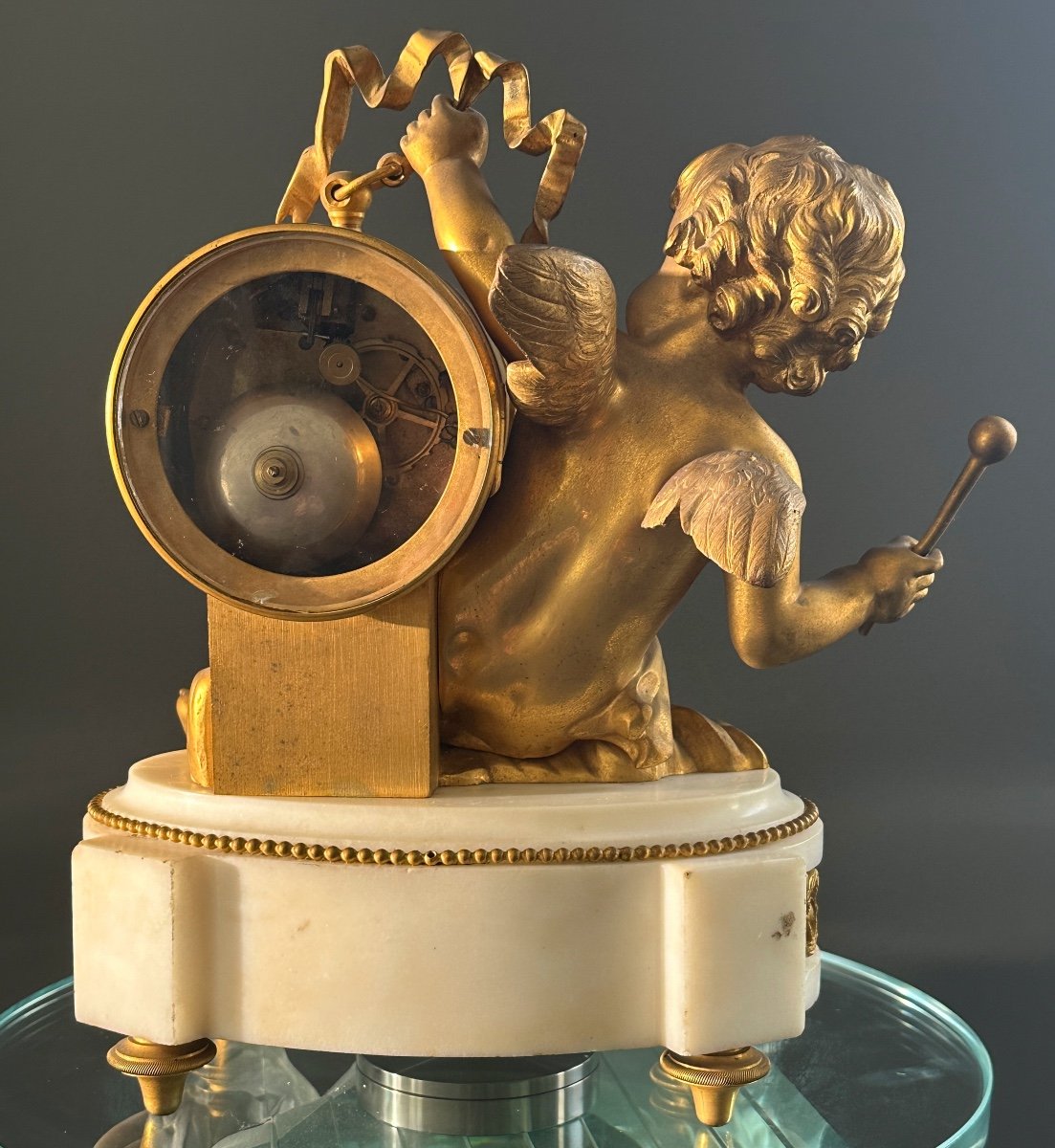 Pendule De Style Louis XVI Amour En Bronze Doré Epoque XIXème-photo-3