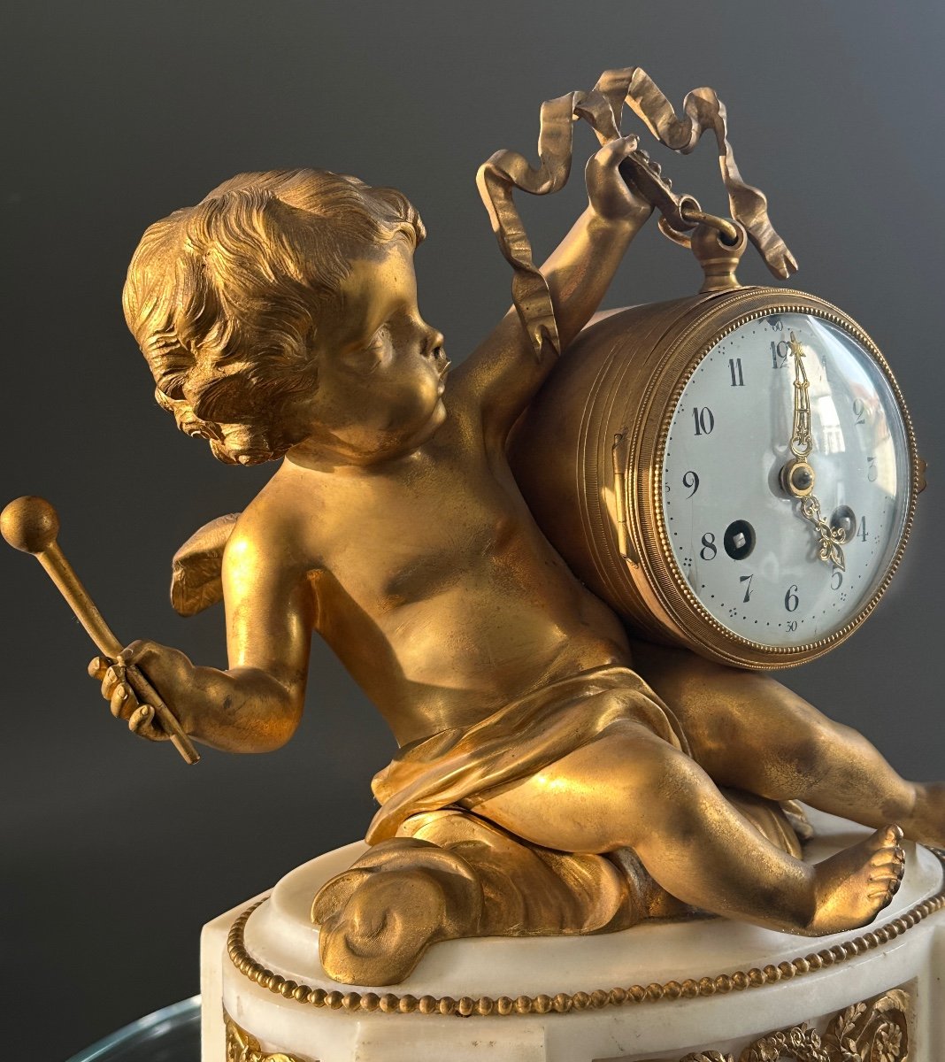 Pendule De Style Louis XVI Amour En Bronze Doré Epoque XIXème-photo-4