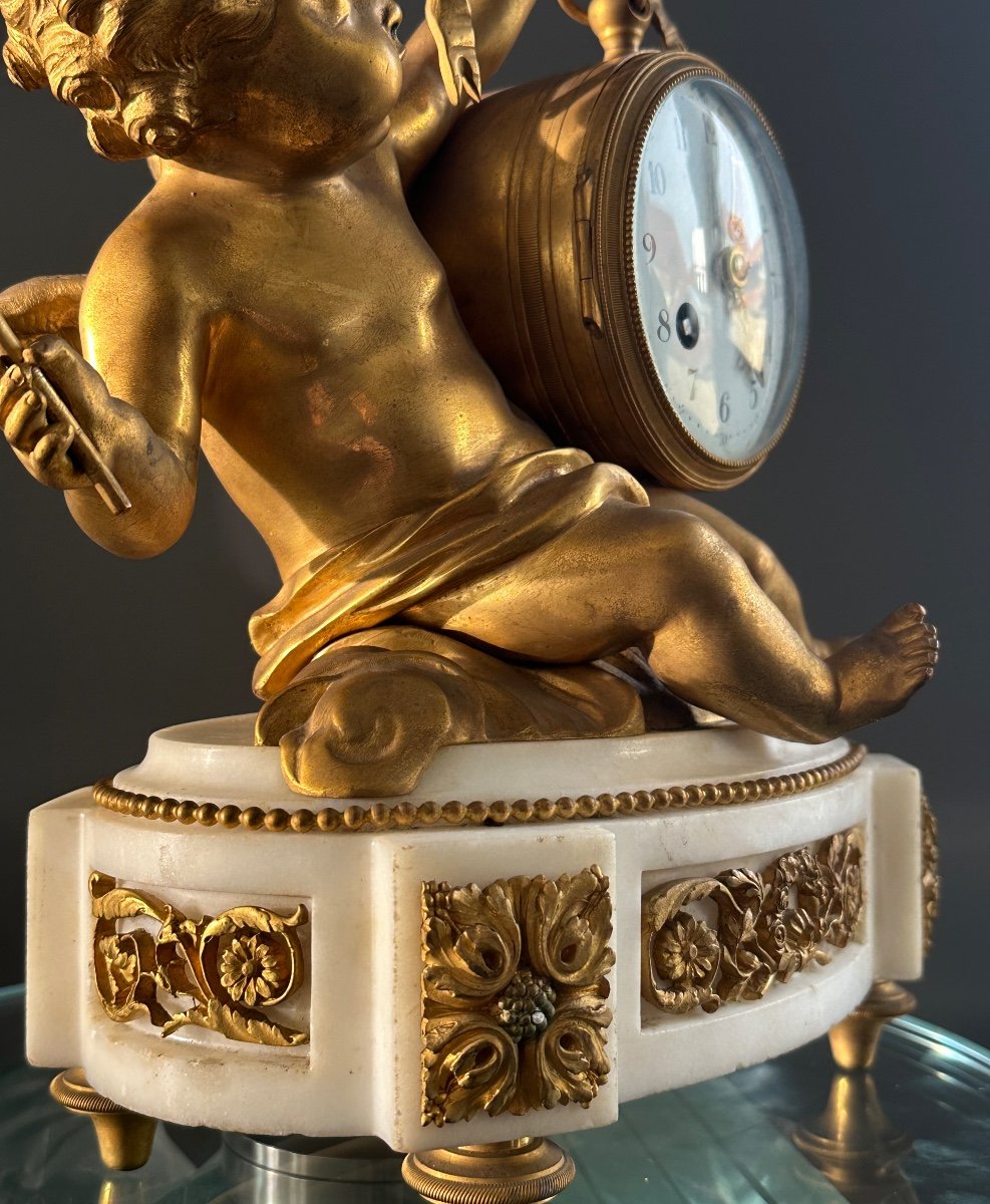 Pendule De Style Louis XVI Amour En Bronze Doré Epoque XIXème-photo-4