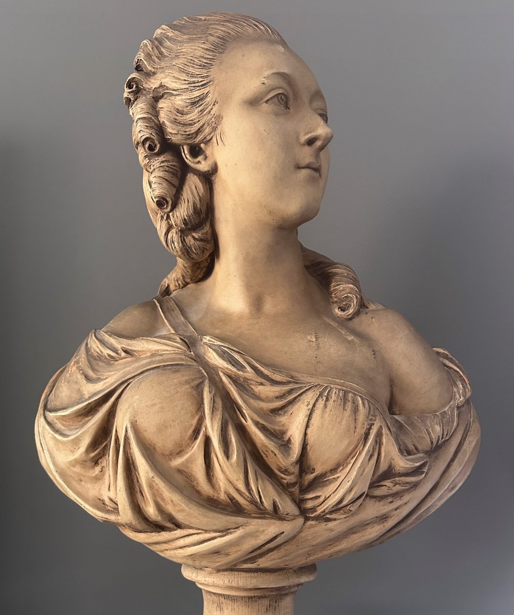 Augustin Pajou, Sculpture Buste Terre Cuite La Comtesse Du Barry Epoque XIXème