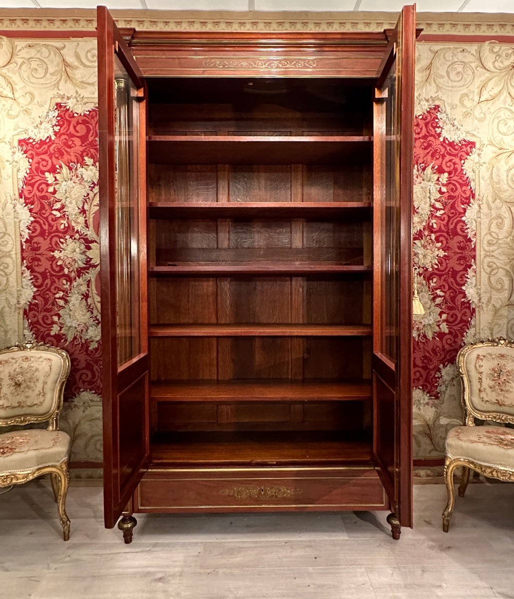 Louis XVI Style Mahogany Bookcase 19th Century Circa 1870-photo-3