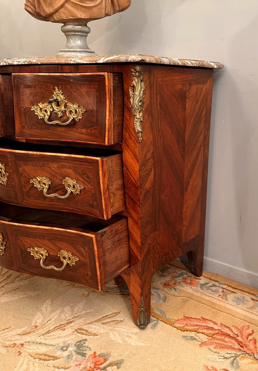 Pierre Fléchy, Commode d'Entre Deux En Marqueterie Estampillée d'Epoque Louis XV Vers 1760-photo-4