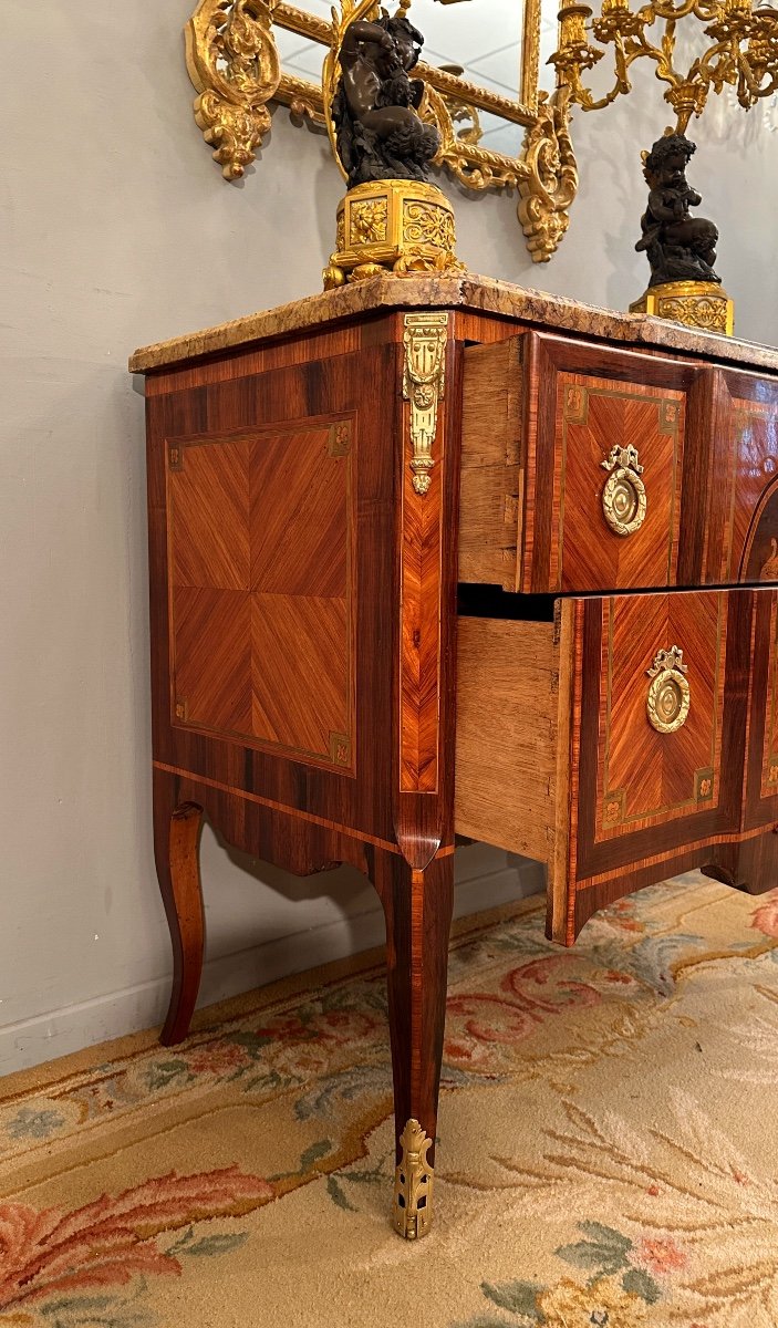 Sauteuse Commode In Marquetry From Louis XV Louis XVI Transition Period Circa 1760-photo-6