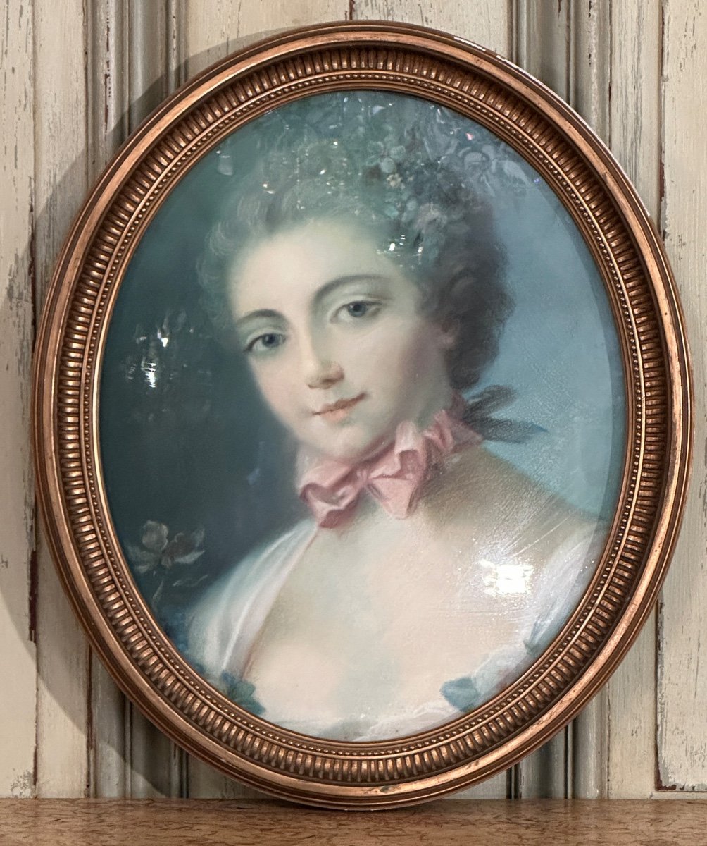 Pastel Portrait Of A Woman From The 19th Century Around 1820-photo-2