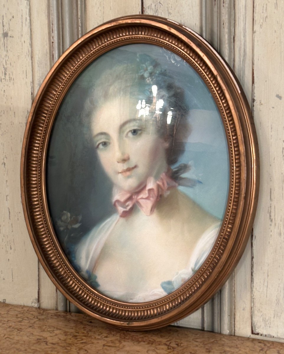 Pastel Portrait Of A Woman From The 19th Century Around 1820-photo-4