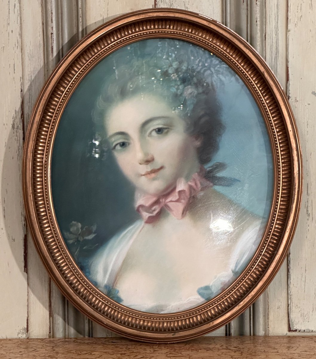 Pastel Portrait Of A Woman From The 19th Century Around 1820-photo-1