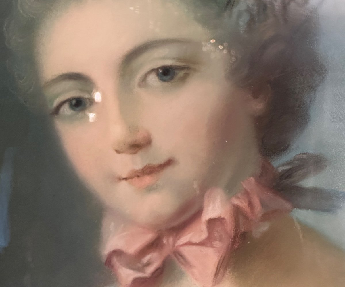 Pastel Portrait Of A Woman From The 19th Century Around 1820-photo-2