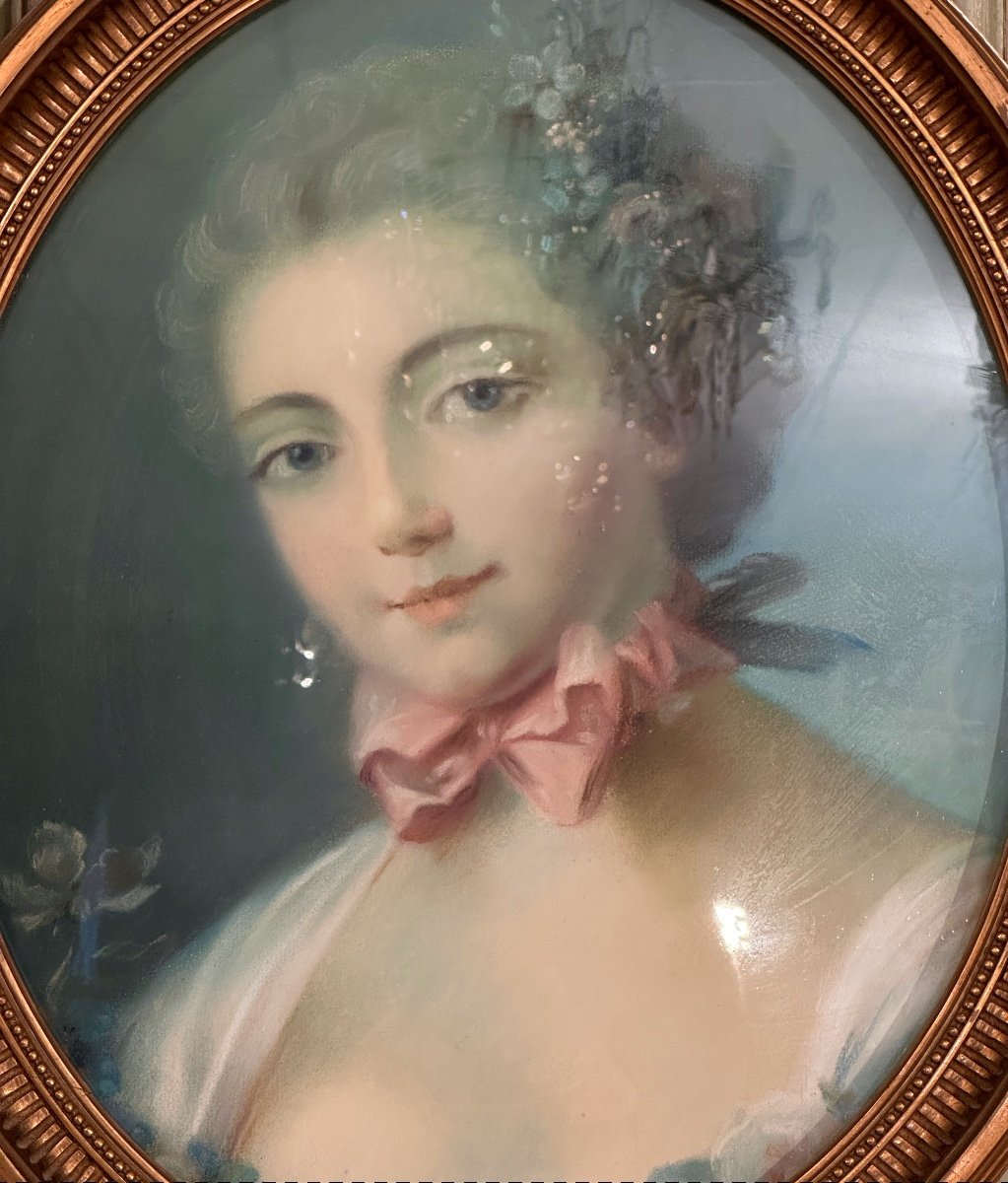 Pastel Portrait Of A Woman From The 19th Century Around 1820