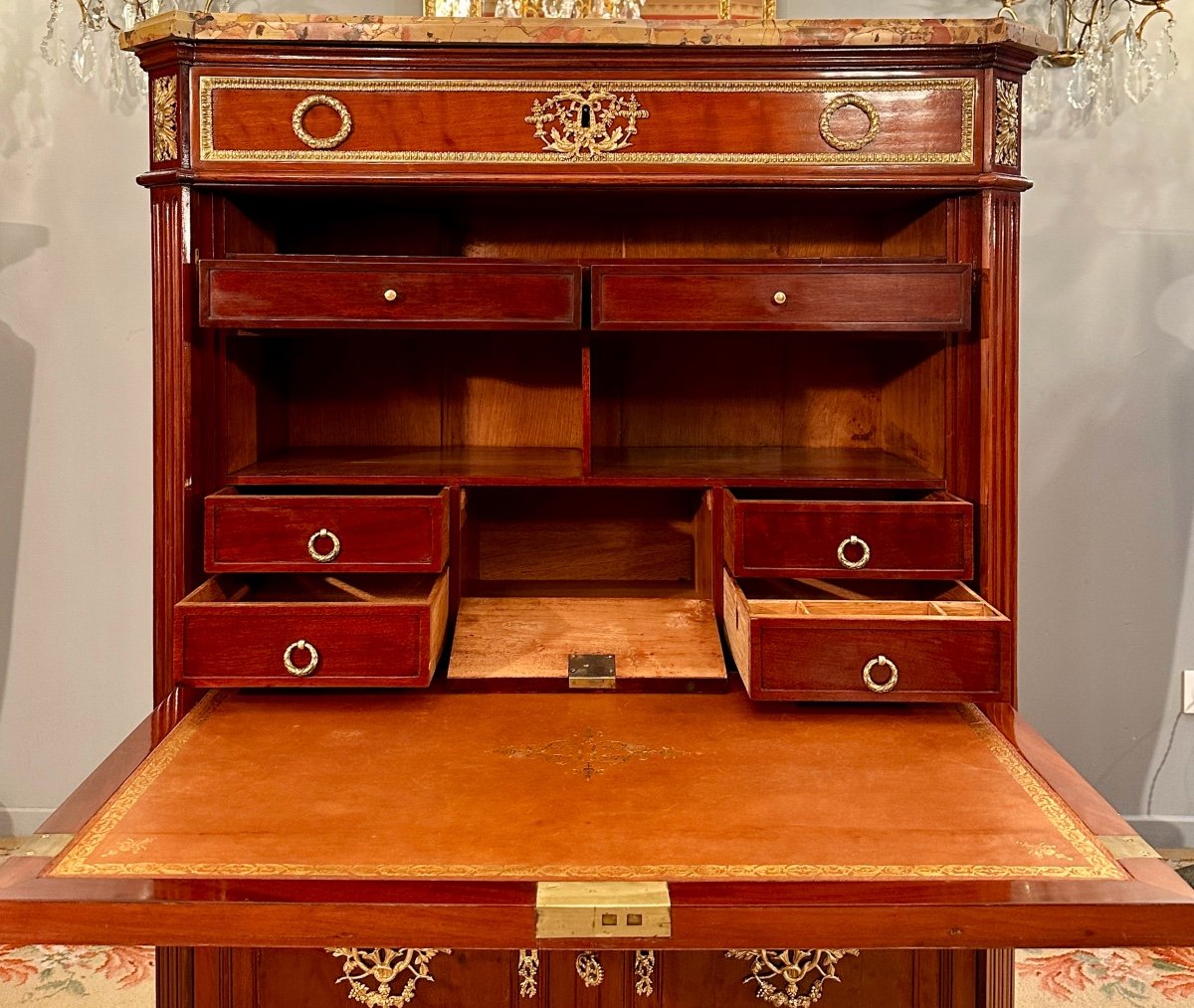 Etienne Levasseur, Secretary In Stamped Mahogany, Louis XVI Period Circa 1770-photo-4