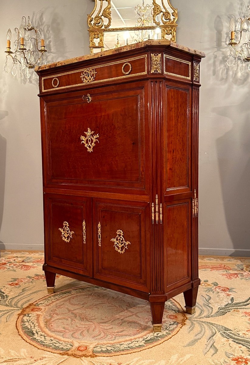 Etienne Levasseur, Secretary In Stamped Mahogany, Louis XVI Period Circa 1770-photo-1