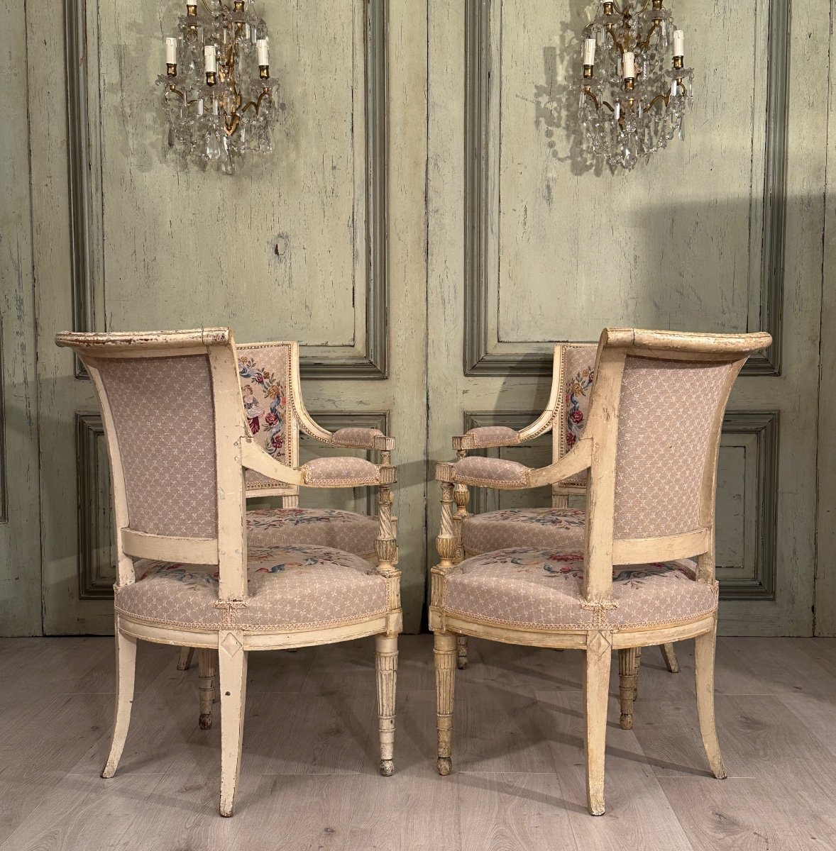 Suite Of Four Armchairs In Lacquered Wood From Louis XVI Period, Circa 1780-photo-3