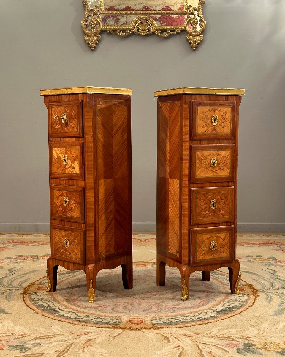 Pair Of Small Louis XV Louis XVI Transition Style Chiffoniers XIXth-photo-2