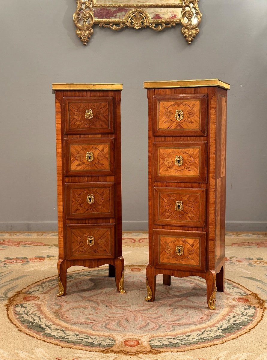 Pair Of Small Louis XV Louis XVI Transition Style Chiffoniers XIXth-photo-4