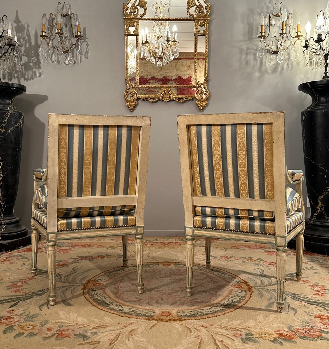 Pair Of Louis XVI Style Queen Armchairs Circa 1900-photo-4