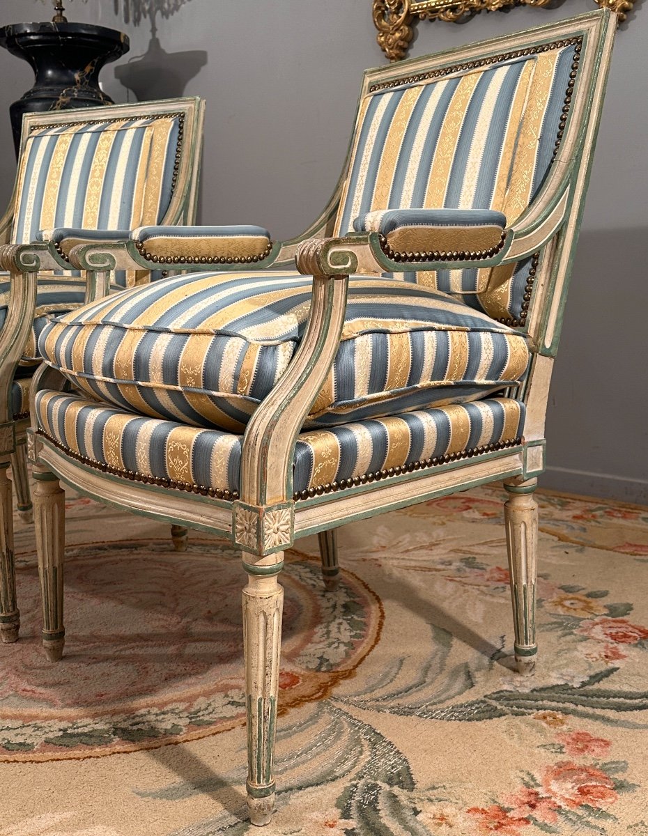 Pair Of Louis XVI Style Queen Armchairs Circa 1900-photo-1