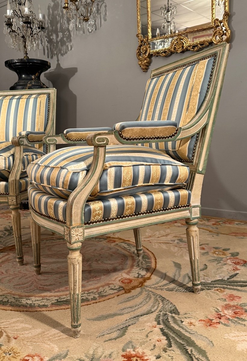 Pair Of Louis XVI Style Queen Armchairs Circa 1900-photo-7