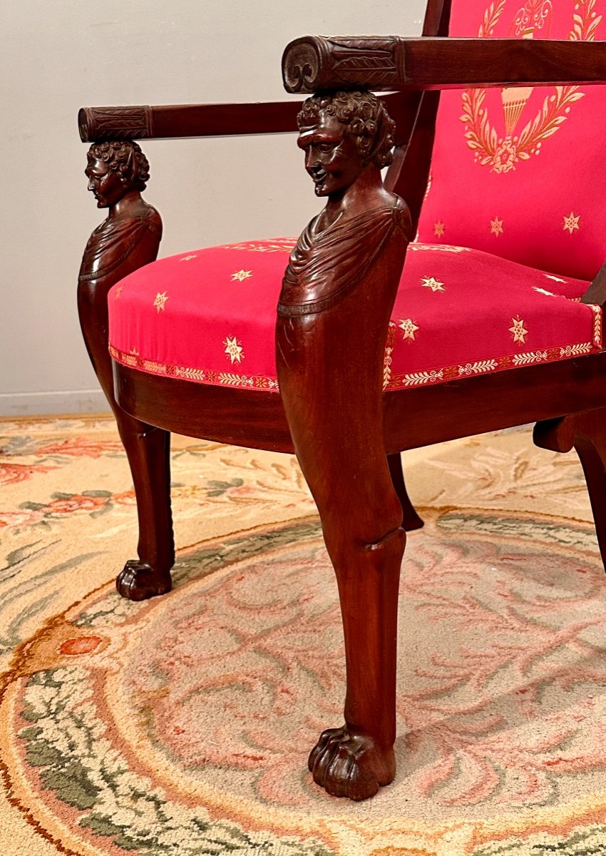 Bernard Molitor, Consulate Period Mahogany Armchair Circa 1800-photo-4