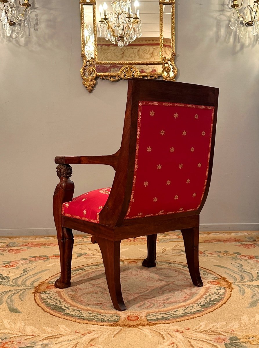 Bernard Molitor, Consulate Period Mahogany Armchair Circa 1800-photo-1