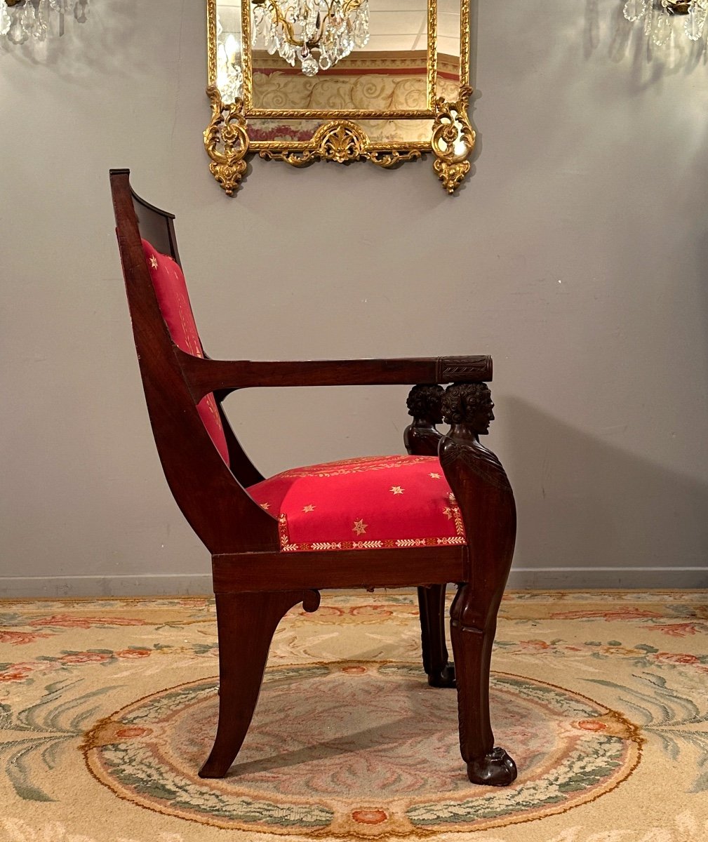 Bernard Molitor, Consulate Period Mahogany Armchair Circa 1800-photo-5