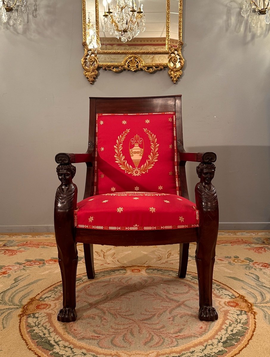 Bernard Molitor, Consulate Period Mahogany Armchair Circa 1800-photo-6