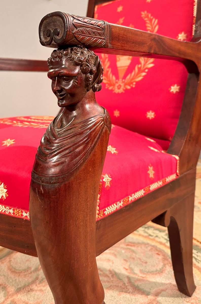 Bernard Molitor, Consulate Period Mahogany Armchair Circa 1800-photo-7