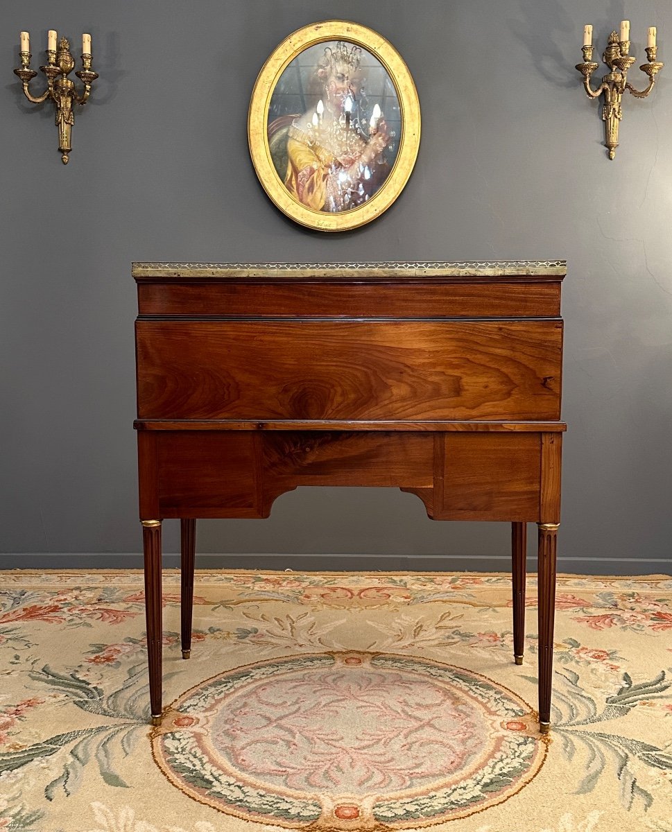 Joseph Viez, Bureau Cylindre Estampillé d'Epoque Louis XVI Vers 1790-photo-2