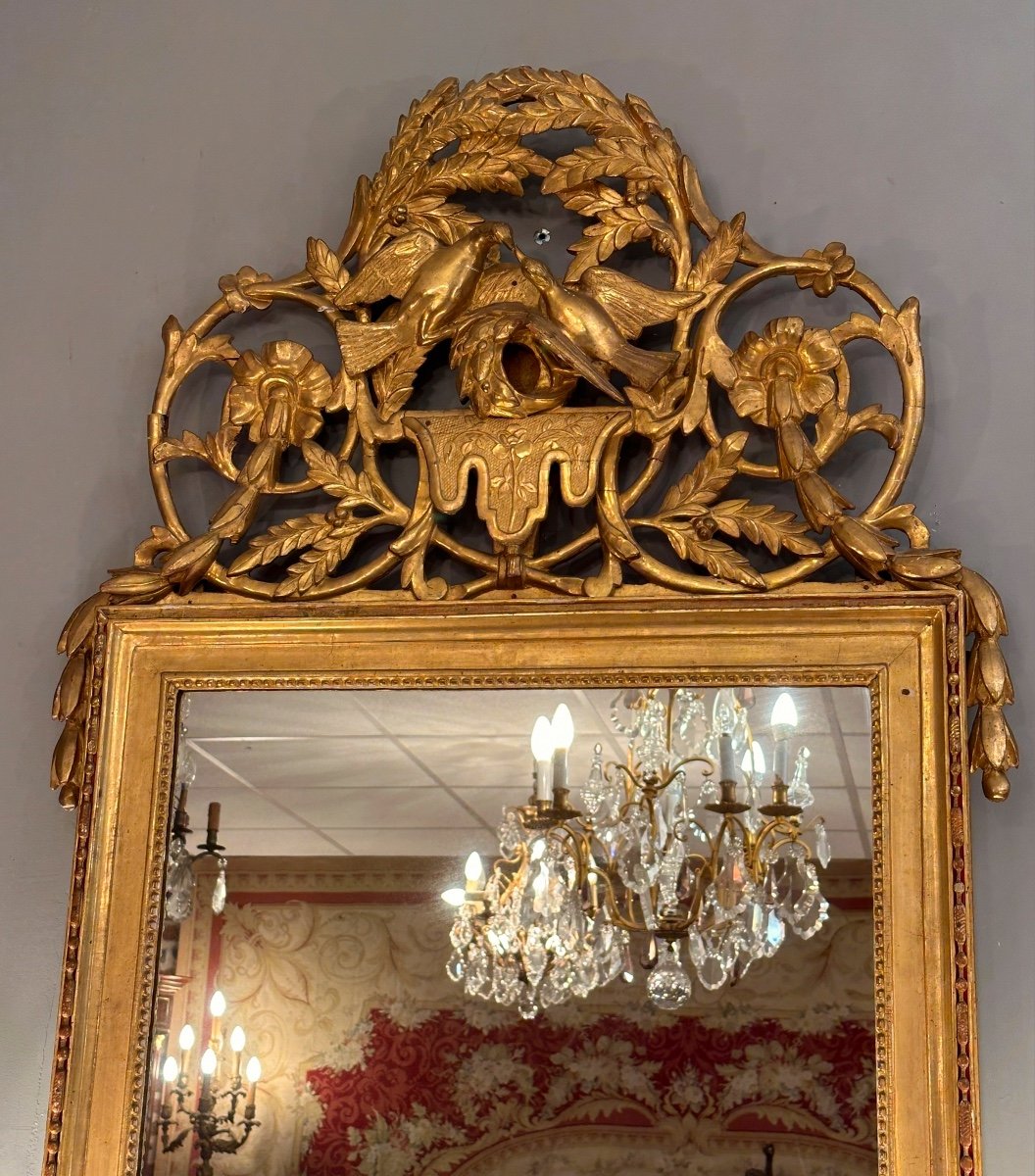 Large Louis XVI Period Gilded Wood Mirror Circa 1780-photo-3