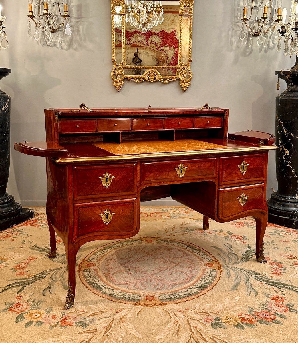 Important Middle Cylinder Desk With Slats, Louis XV Period Circa 1760-photo-4