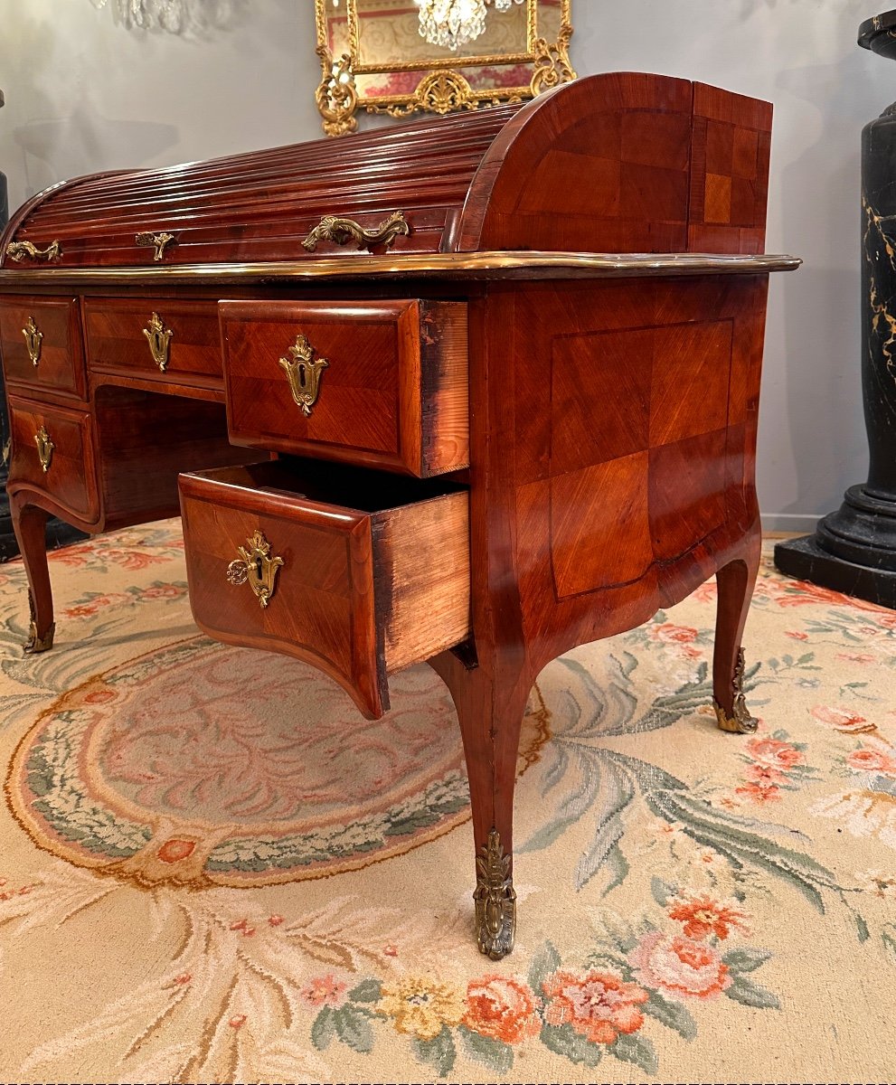 Important Middle Cylinder Desk With Slats, Louis XV Period Circa 1760-photo-7