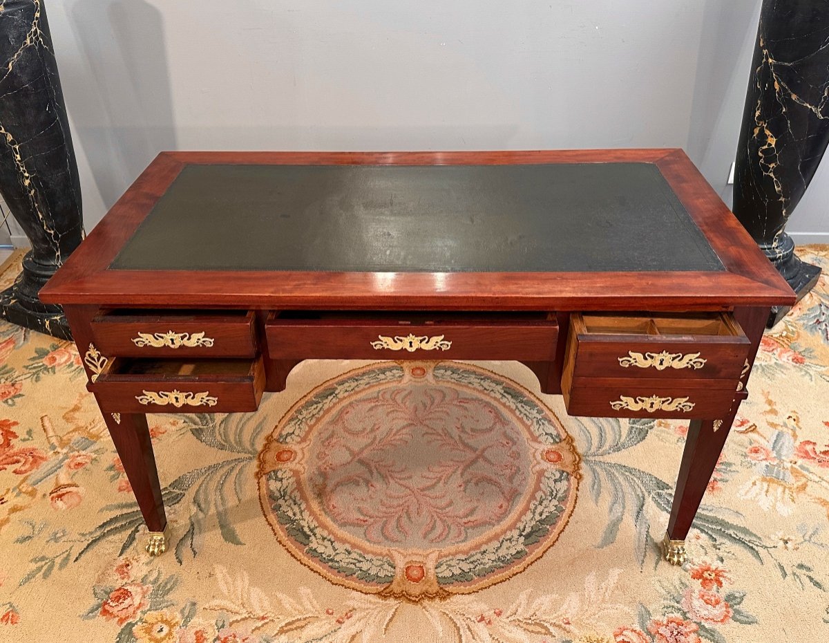 Empire Style Mahogany Ceremonial Flat Desk Return From Egypt 19th Century-photo-3