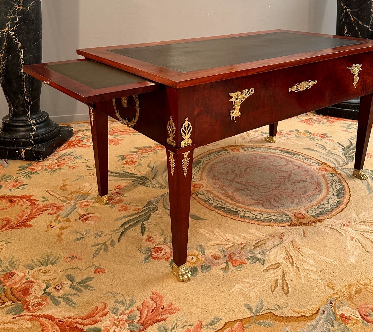Empire Style Mahogany Ceremonial Flat Desk Return From Egypt 19th Century-photo-1