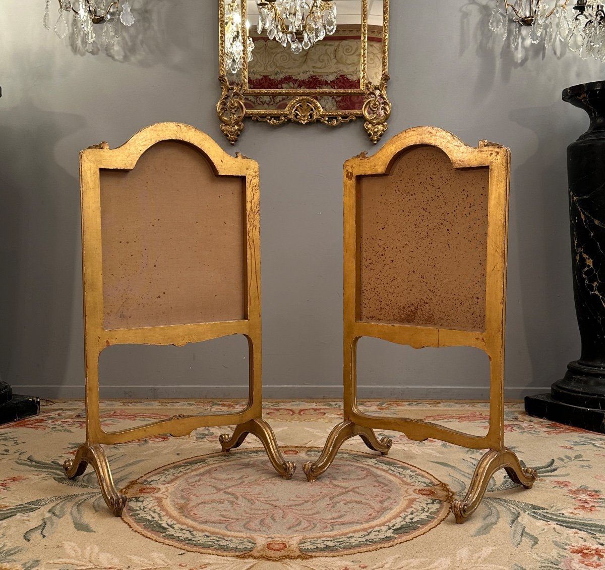 Pair Of Firewalls In Golden Wood From Napoleon III Period Circa 1860-photo-5