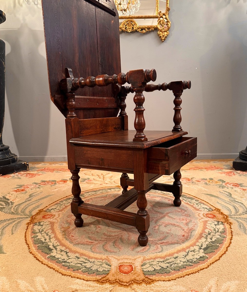 19th Century Oak Monk Bench System Armchair-photo-4