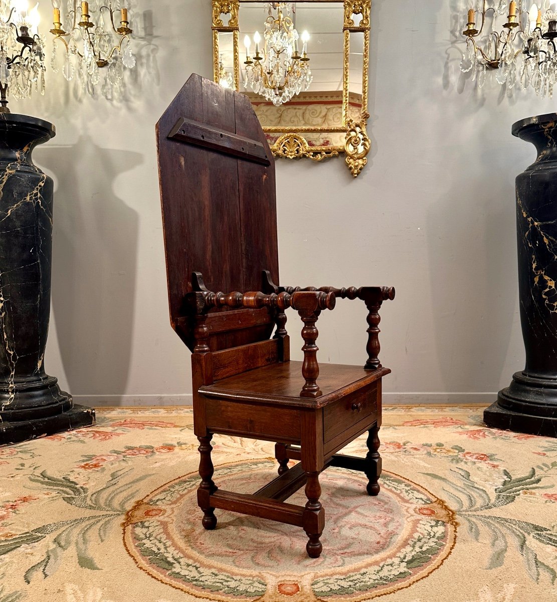 19th Century Oak Monk Bench System Armchair