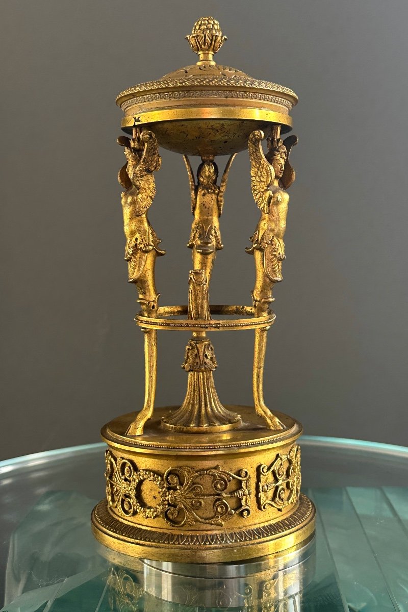 Perfume Brule In Gilt Bronze From The 19th Century Empire Period-photo-5