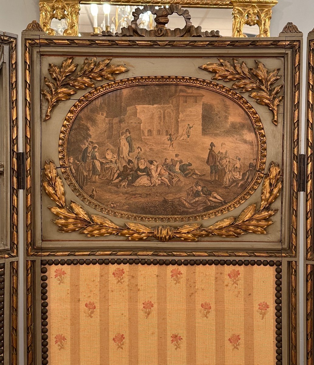 Louis XVI Style Lacquered Wooden Screen, 19th Century-photo-4