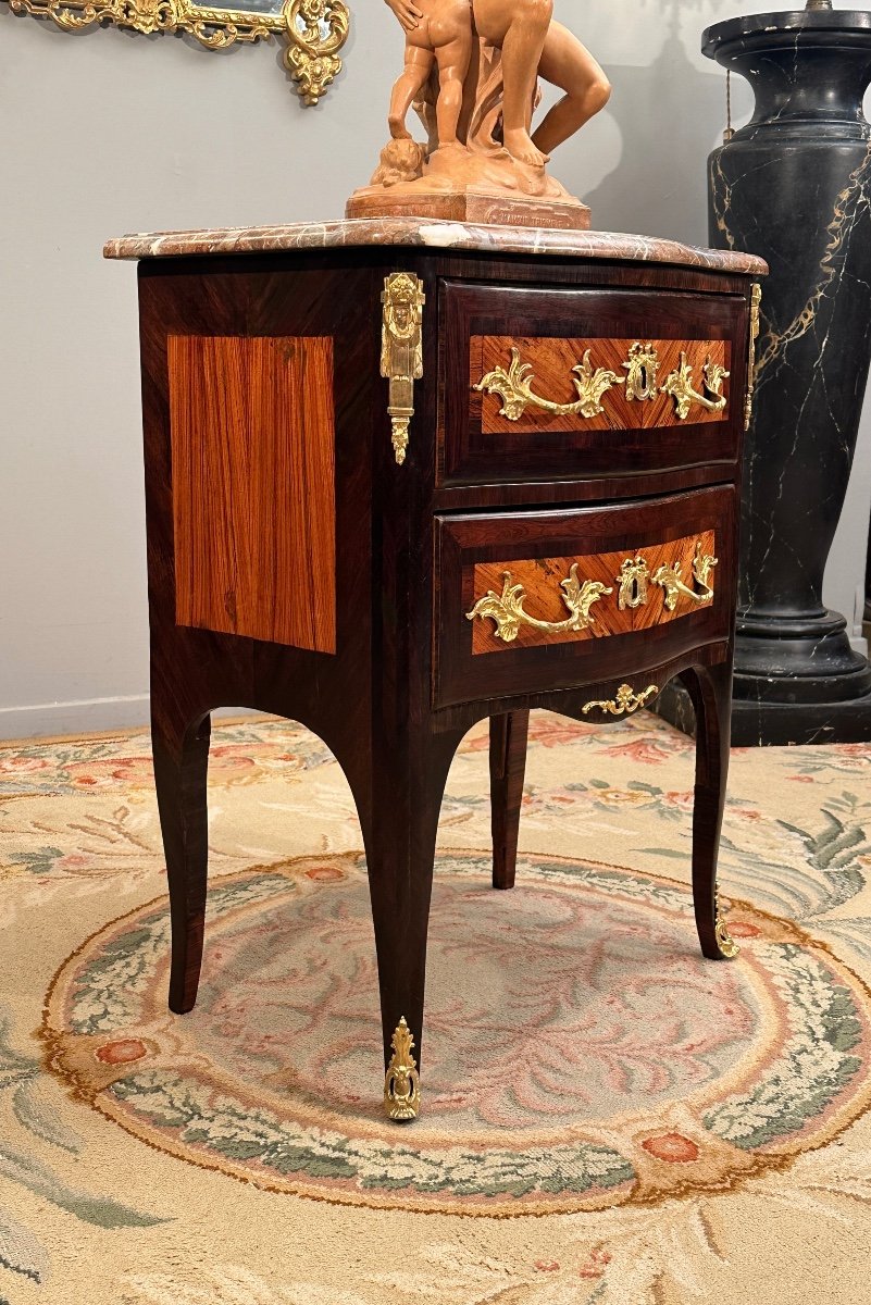 Petite Commode d'Entre Deux En Marqueterie d'Epoque Régence Vers 1730-photo-2